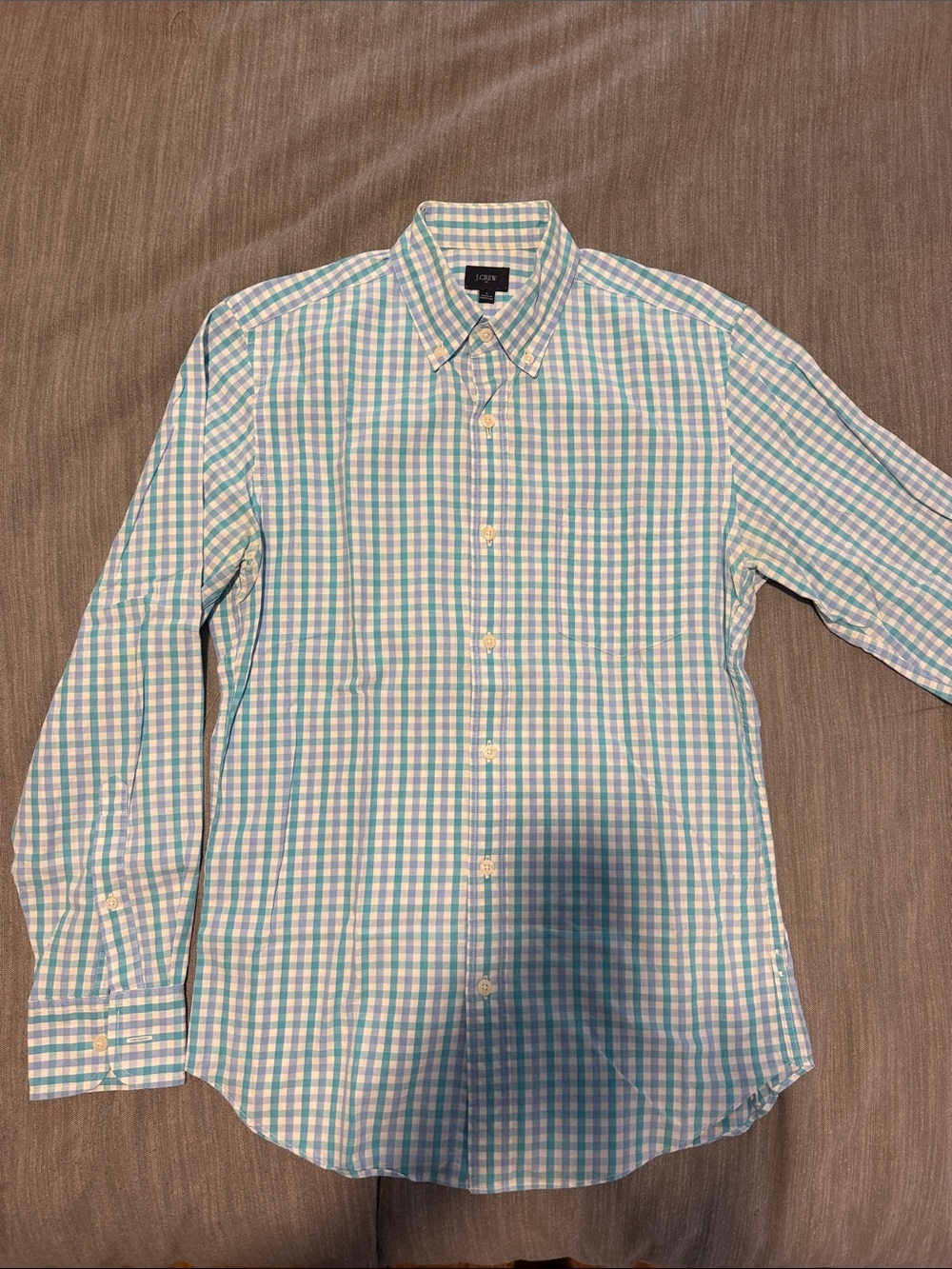 J. Crew Men’s Light Blue & White Gingham Button-Down Shirt